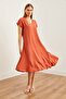 Women's Tile V Neck Woven Viscose Loose Dress Elb- 19002245 - 4