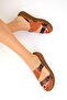 Tan Genuine Leather Women's Slippers 19471
