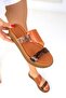 Tan Genuine Leather Women's Slippers 19471 - 4