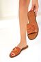 Tan Genuine Leather Women's Slippers 19480 - 5