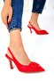 Classic Red Women's Heeled Shoes - 19489
