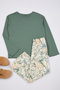 Green Floral Capri Knitted Pajamas Set Thmaw25Pt00091 - 6