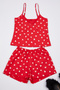 Kırmızı %100 Pamuklu Kalpli Dantelli İp Askılı Şortlu Örme Pijama Takımı THMSS24PT00106 - 3