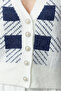 Ecru Soft Textured Plaid/Checkered Knitwear Cardigan Twoaw25Hi00285 - 3