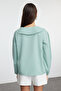 Light Green Embroidered Collar Cotton Oversized Woven Shirt TWOSS23GO00009 - 5