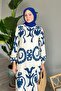 Cobalt Blue Single Patterned Viscose Dress - 5