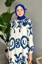 Cobalt Blue Single Patterned Viscose Dress - 4