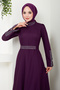 Plum Stone Detailed Evening Dress - ASN174 - 3