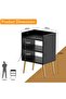 Modern Night Stand with USB A/C Ports & 3 Open Shelves - Black, Easy Assembly - 5