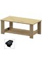 Modern Coffee Table with 2-Tier Storage & USB Port - Natural Davos Oak