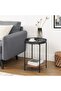 VASAGLE 2-Tier Side Table, Movable Tray, Steel Frame, Rustic Brown & Black, Living Room/Bedroom - 2