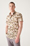 Men's Khaki Printed Short Sleeve Tril Shirt A21y2100 - 5