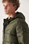 Men's Khaki Puffer Jacket Water Repellent Windproof Quilted Hooded Comfort Fit E006011 - 2