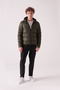 Men's Khaki Puffer Jacket Water Repellent Windproof Quilted Hooded Comfort Fit E006011 - 5