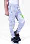 Trendy Printed Gray Sweatpants with Pocket Zipper - 3