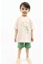 Elephant Stone Color T-Shirt and Green Muslin Shorts Set TYE0031 - 5