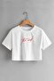 Griland Women's White The End Printed Oversize Crop Top - 2