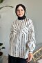 Batik Stripe Loose White Shirt - 4