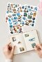 Sticker Book, 100 Pieces Large Size Sticker Label Set, Blue Travel Stamp Journal Sticker, Sticker Book - 5
