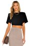 Women's Black Gathered Side Silk Jersey Crop Top