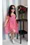 Square Neck Patterned Short Sleeve Girls' Dress