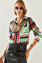Women's Multicolor Patterned Long-Sleeved Satin Shirt 181149 60251739