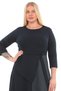 Women's Black Two-Color and Belt Detailed Dress - 3