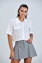 Women's White Crop Terikoton Fabric Buttoned Covered Shirt - 6