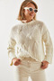 Women's Ecru Openwork Sweater 20246180 - 6