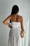 Women's White Elastic Waist Slit Long Skirt - 7