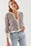 Women's Ecru Burgundy Striped Sweater 20247506 - 3