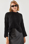 Women's Black Openwork Sweater 20246180 - 3