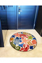 Mira Round Multicolored Starfish Fish Patterned Woven Base Modern Decorative Carpet 5652 - 4