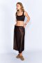 Coffee Satin Skirt |   Ek100298936-8936 - 6