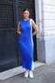 Round Crew Neck Sleeveless Ribbed Color Block Slit Ankle Length Summer Knitwear Dress - 6