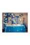 Star 70 Pieces metallic Balloons and Chain - Blue, Silver, White