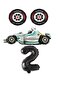 White Racing Car Rubber and Black Figure Foil Balloon Set Age 2