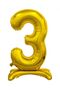 3 Gold Color Footed Number Foil Balloons 76 cm