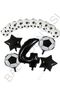 Bal10 Football Ball Star Foil Black Number and Printed Balloon Set Age 4