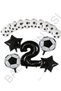 Bal10 Football Ball Star Foil Black Number and Printed Balloon Set Age 2