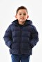 Boys' Navy Blue Padded Inner Fleece Hooded Winter Inflatable Children's Coat