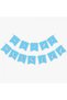 Bal10 Paper Flag Banner Happy Birthday Written Flag Banner Set - Blue Background Silver Color Written