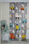 Educational Double Winged Children's Room Background Curtain with Business Machine and Car Motifs