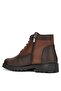 Casual Men's Brown Boots Lace-Up Patterned Serrated Sole Buckle Detailed Outdoor Shoes 504 - 4