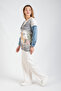 Hatunatila Denim Detailed Patterned Long Sweater Cardigan - 1180-11 - 4
