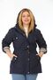 Women's Water-Resistant Plus Size Hooded Plaid Navy Trench Coat Bonded Fabric Trench Coat - 2