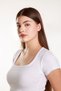 Women's Ribbed Crop Square Collar Ribbed Short Sleeve T-Shirt Undershirt - 3