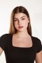 Women's Ribbed Crop Square Collar Ribbed Short Sleeve T-Shirt Undershirt - 3