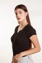 Women's Basic Ribbed Lycra V Neck Sleeve Tshirt Tank Top Blouse - 4