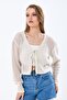 HOLE SCURVED KNITWEAR CROP CARDIGAN - 4